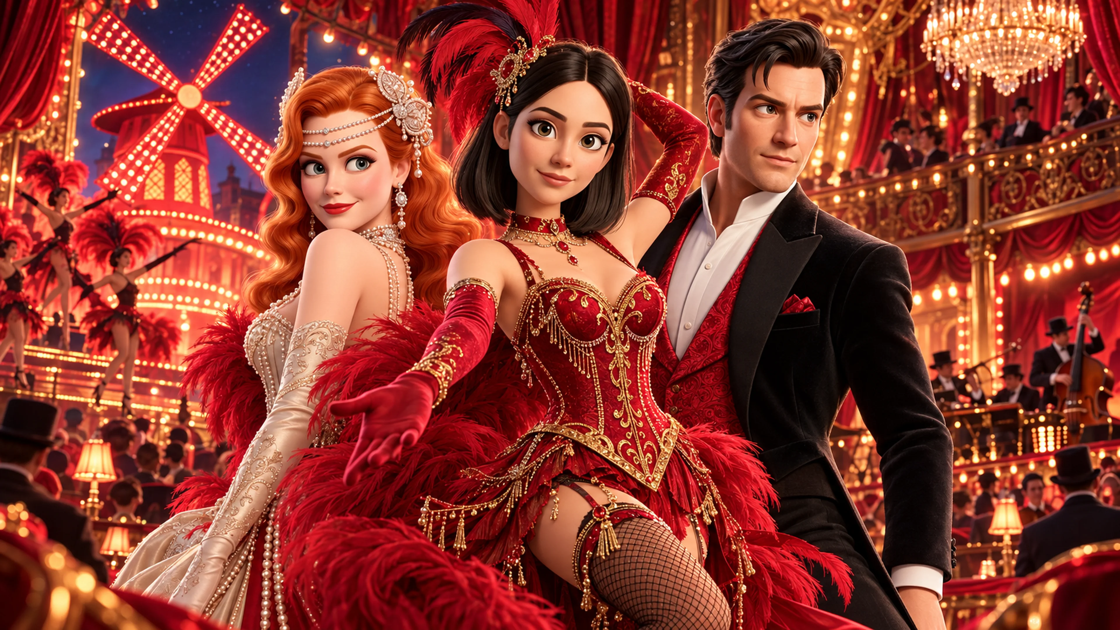 Banner del episodio Moulin Rouge!: Arantxax en un cabaret rojo junto a sus protagonistas
